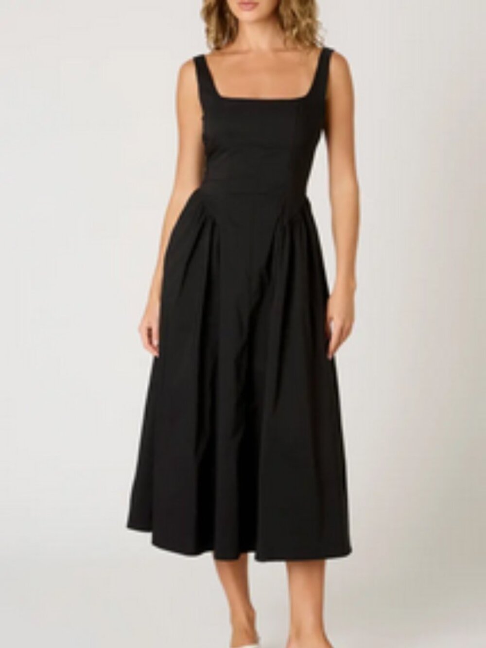 NIA Daisy Fit & Flare Black Midi Dress. Sz: XS